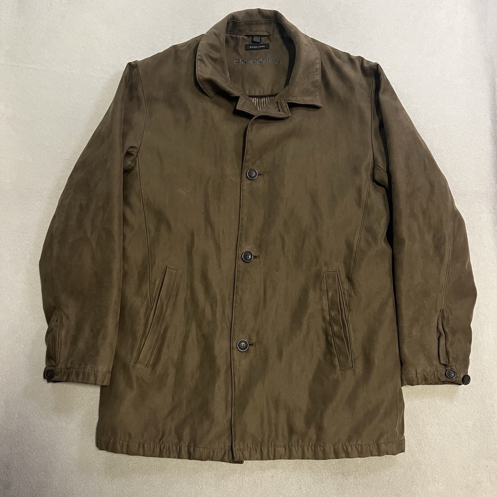 Vintage Claiborne Suede Finish Jacket Coat Men's Size Medium Brown Button Down
